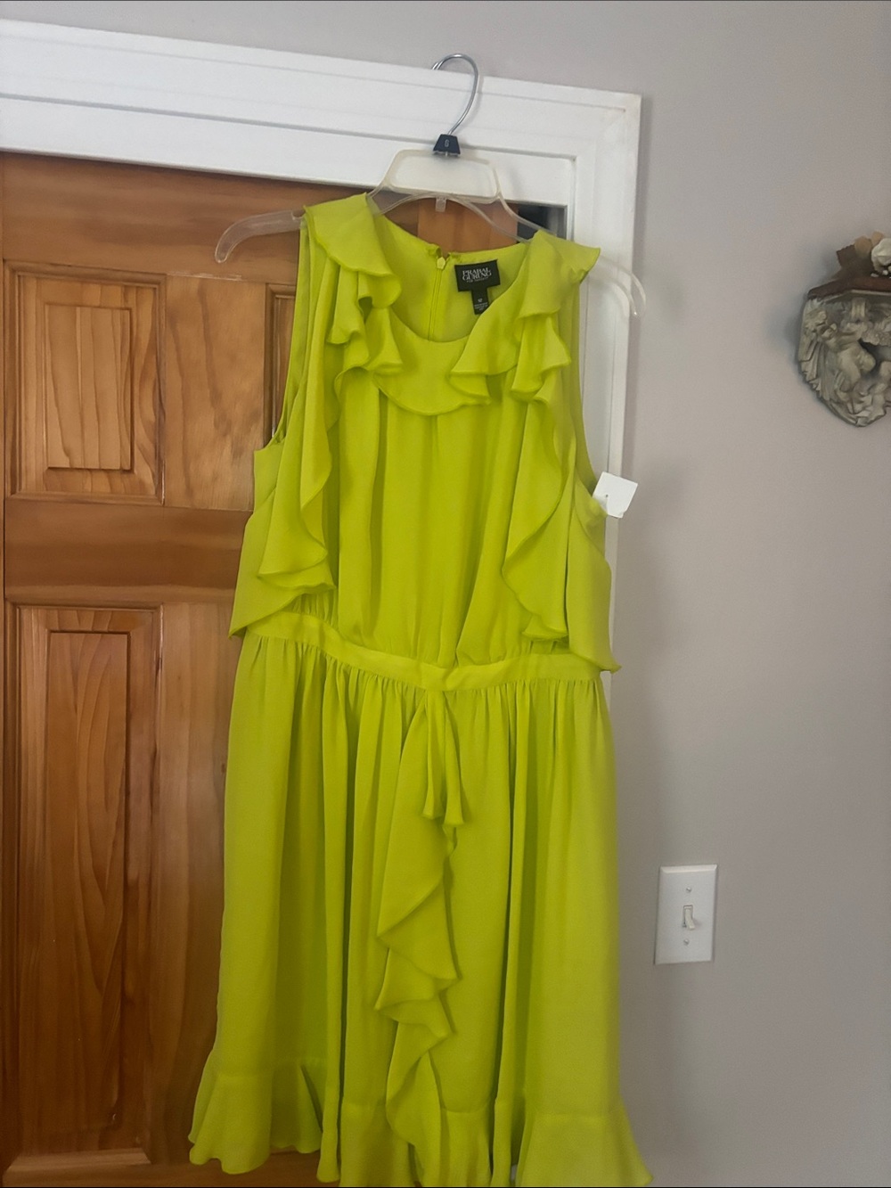Prabal Gurung for Target Neon Lime Ruffle Sleeveless Midi Dress
